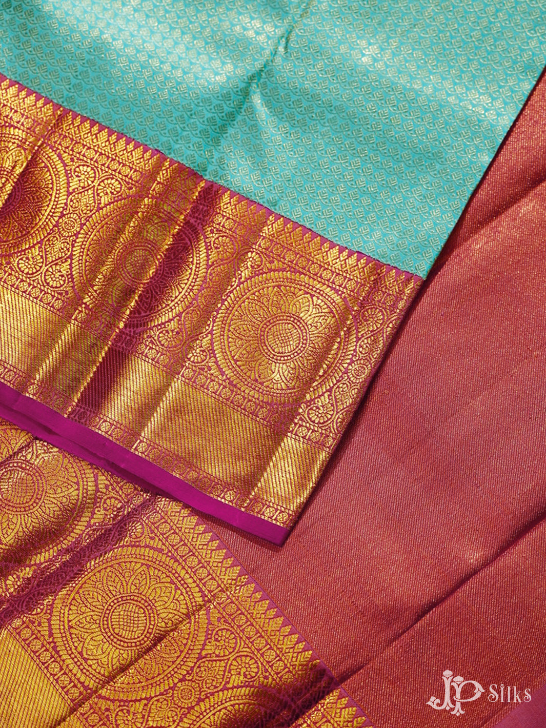 Sea Blue And Pink Kanchipuram Silk Saree - A576