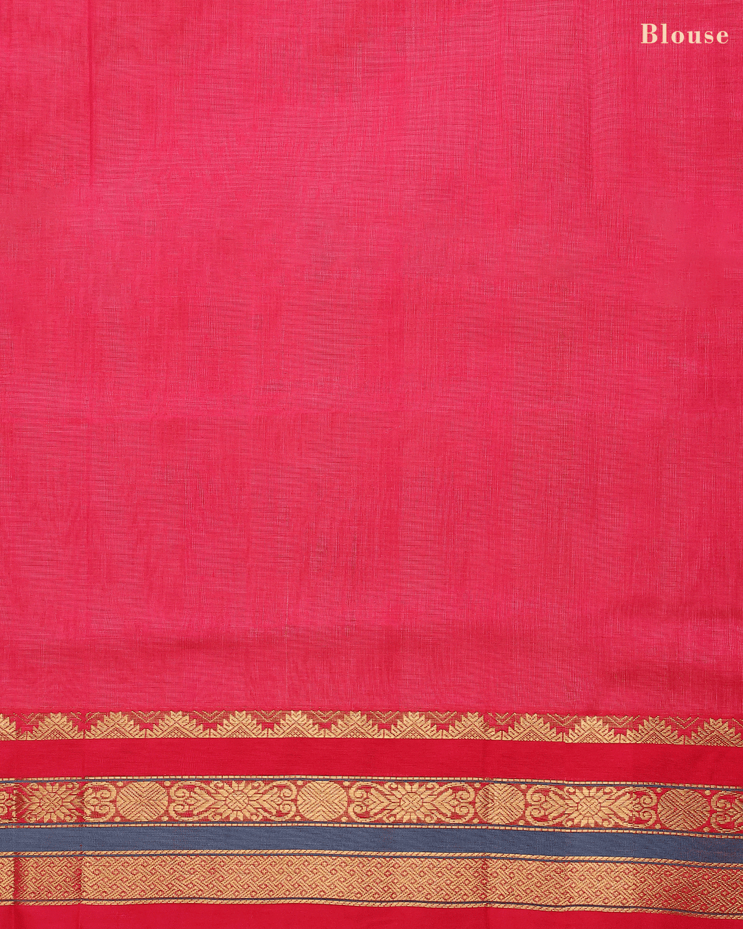 Peach Pink and Red Silk Cotton Saree - D8238 - View 3