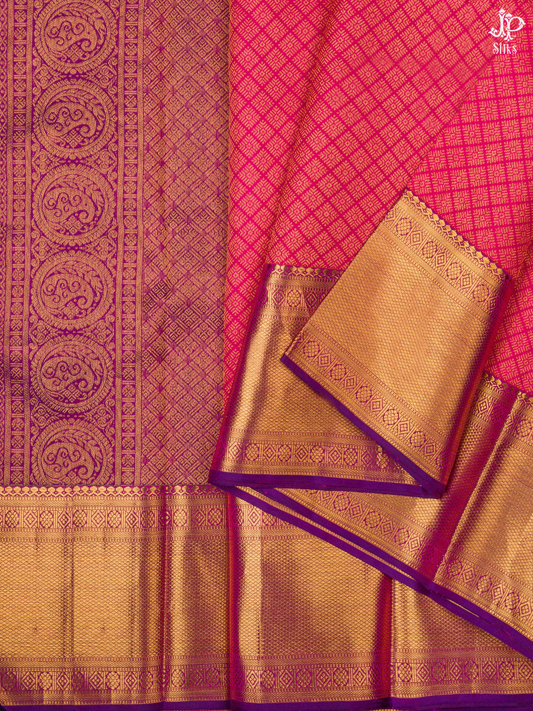 Pink and Purple Kanchipuram Silk Saree - D9758 - View 5
