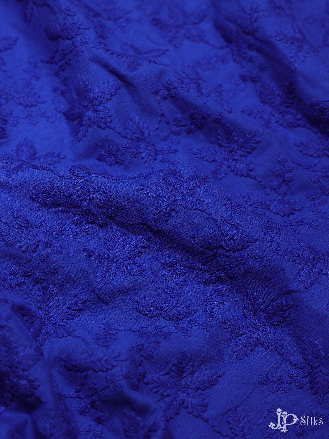 Ink Blue Cotton Chikankari Fabric - C3981 - View 3