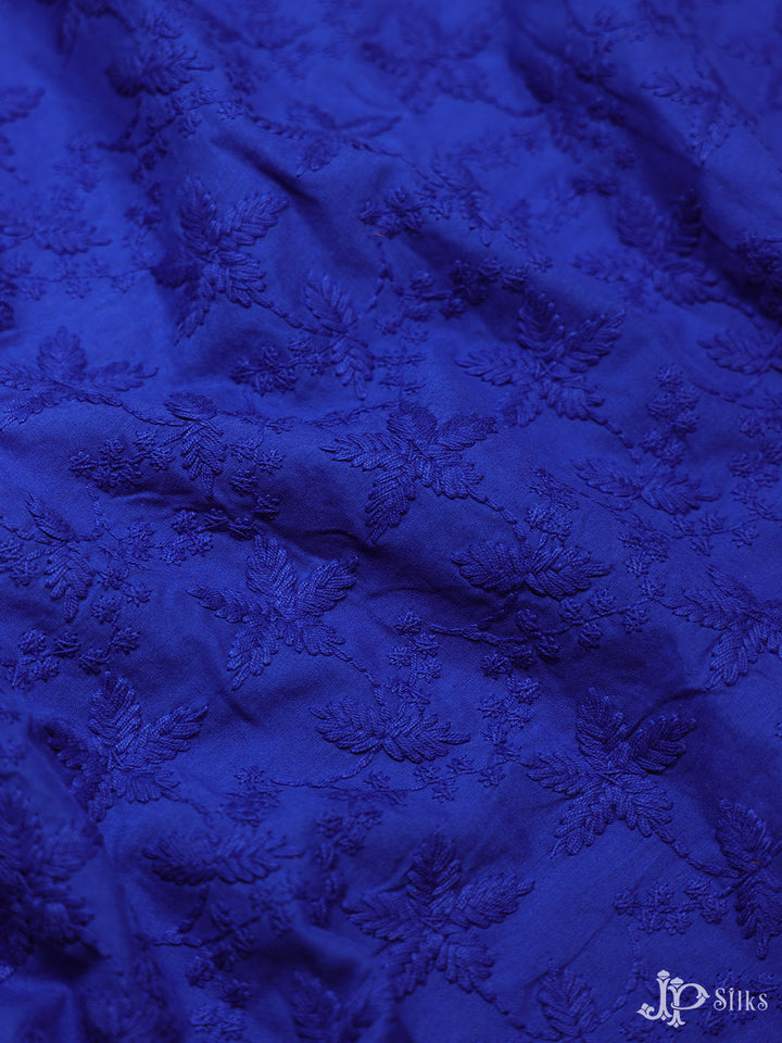 Ink Blue Cotton Chikankari Fabric - C3981 - View 3