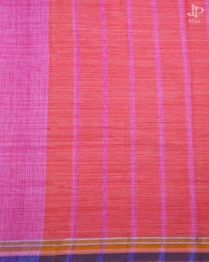 Pink Cotton Saree -D1090 - View 4