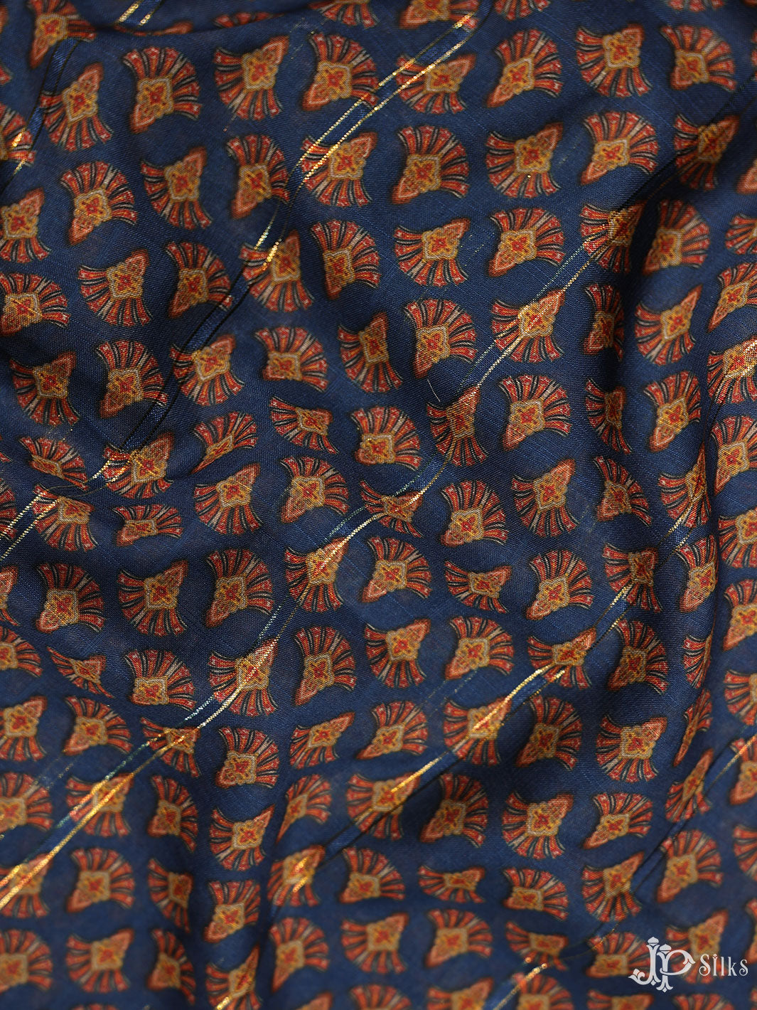 Dark Blue Digital Printed Munga Cotton Fabric - E3321