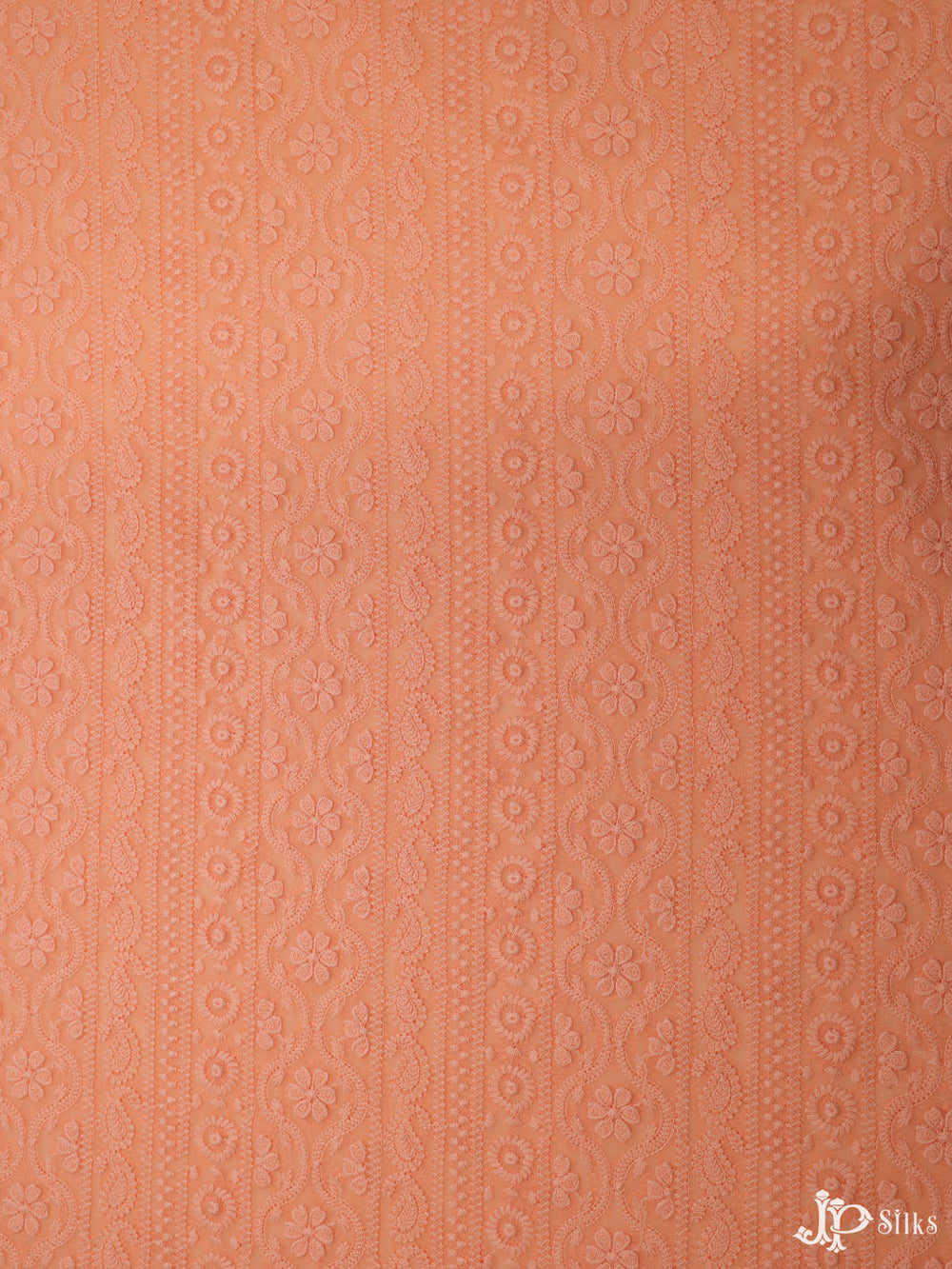 Peach Chiffon Chikankari Fabric - C3102 - View1