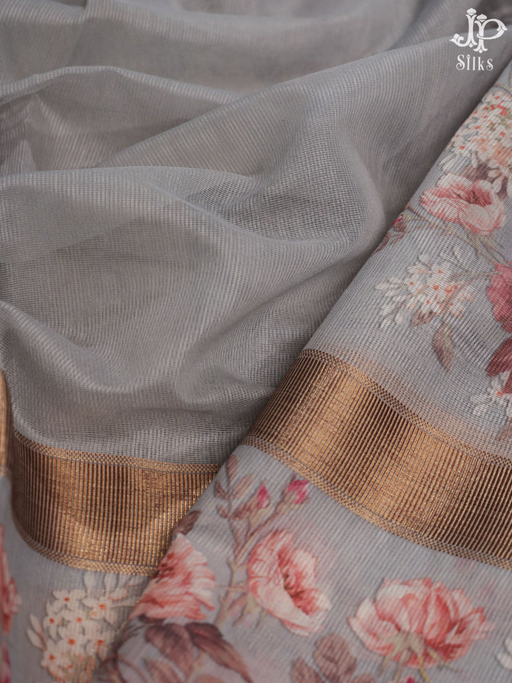 Grey Tussar Kota Silk Fancy Saree - E860 - View 5