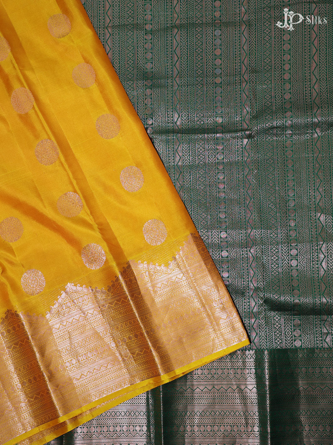 Yellow and Green Dharmavaram silk - D4753 - View 4