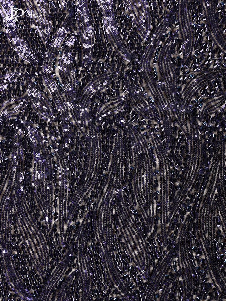 Violet Net Sequence Embroidery Fabric - E4182 - View 4