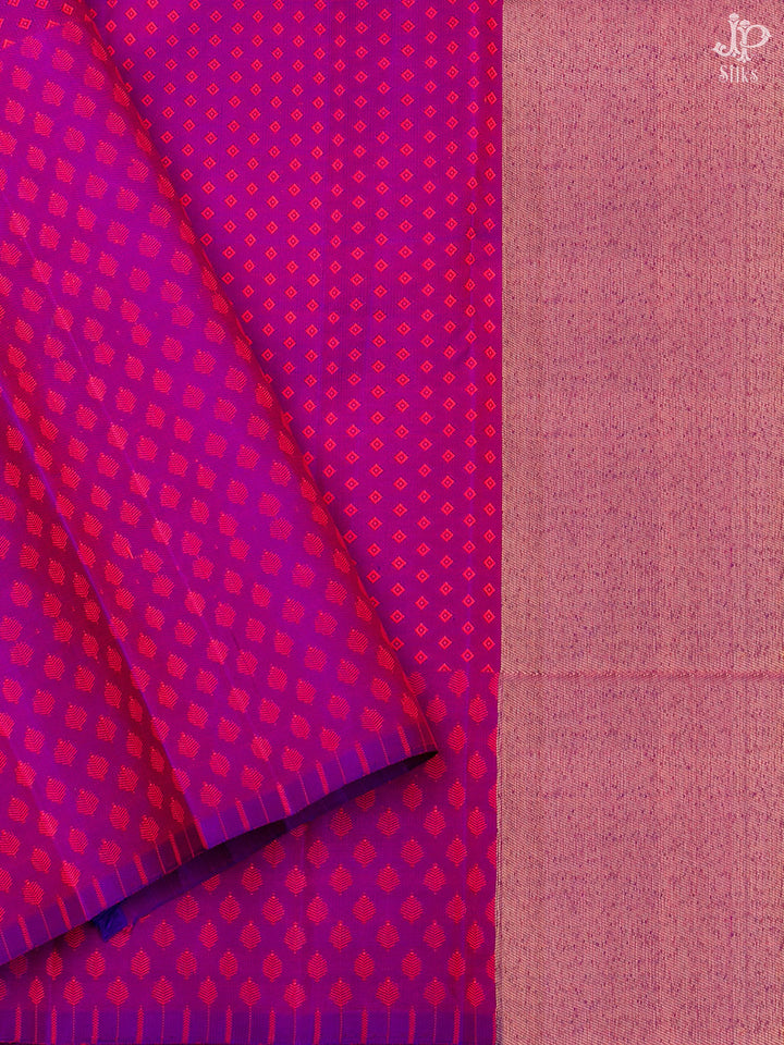 Orange and Purple Kanchipuram Silk Saree - D2810 - View 4