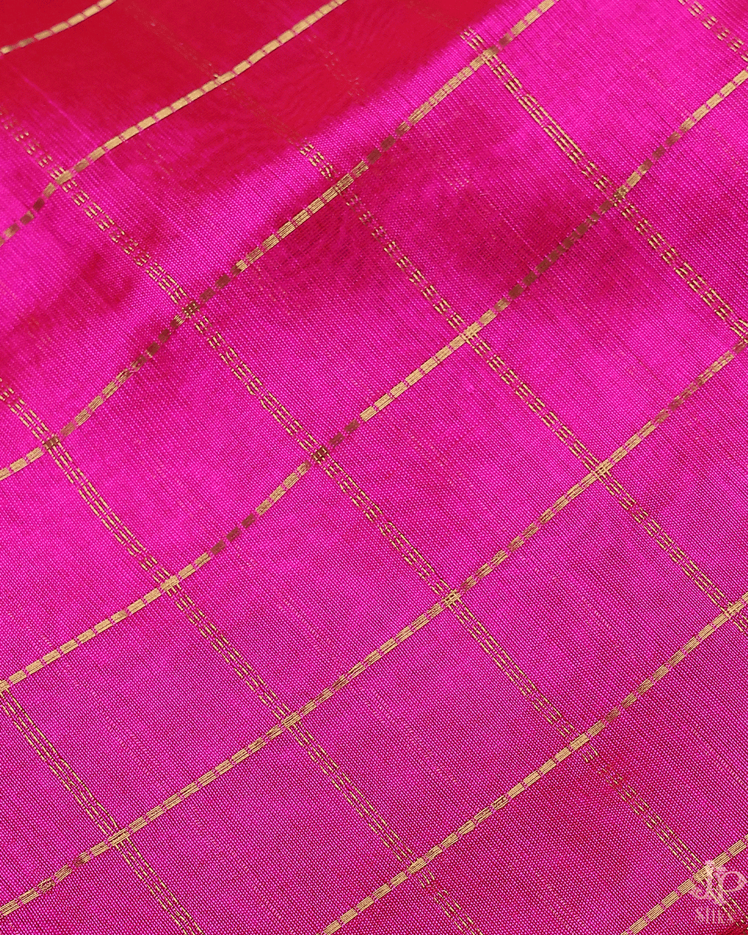 Rani Pink and Navy Blue Silk Cotton Saree - A4956 - View 4
