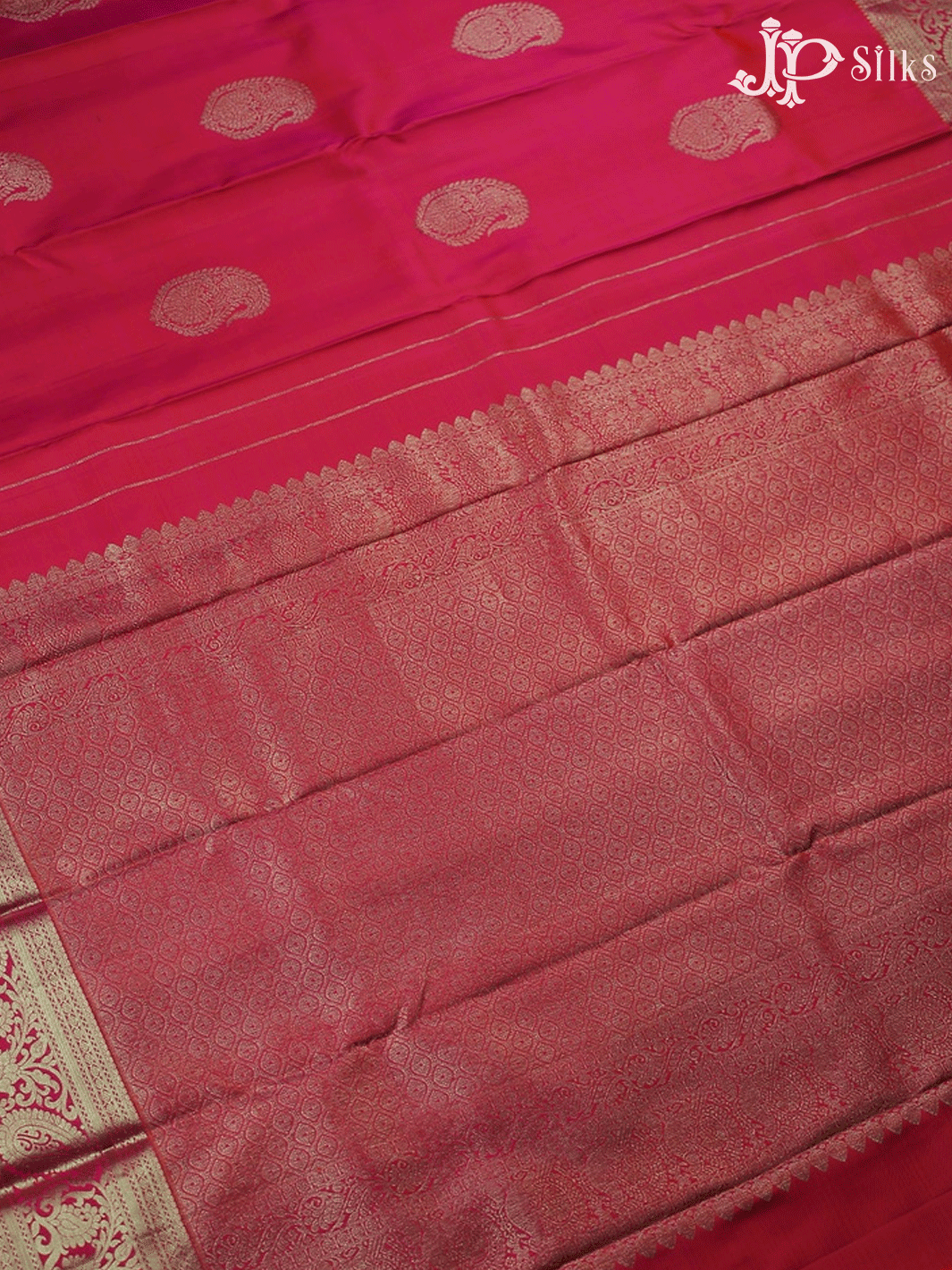 Pinkish Red Paisley Motif Kanchipuram Silk Saree - A1328 - View 5