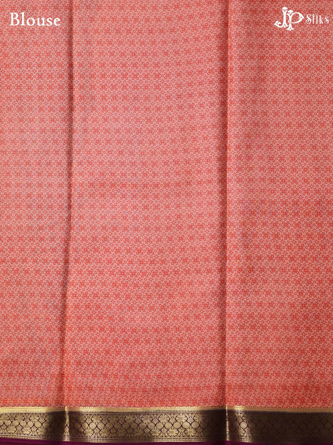 Red Orange Crepe Raw Silk Saree- E882 - View 2