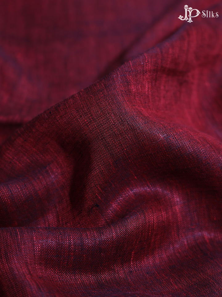 Maroon and Gold Linen Fancy Saree - D8330 - View 5