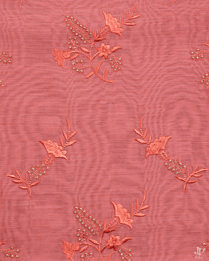 Peach Unstitched Chudidhar Material - D6645 - View 5