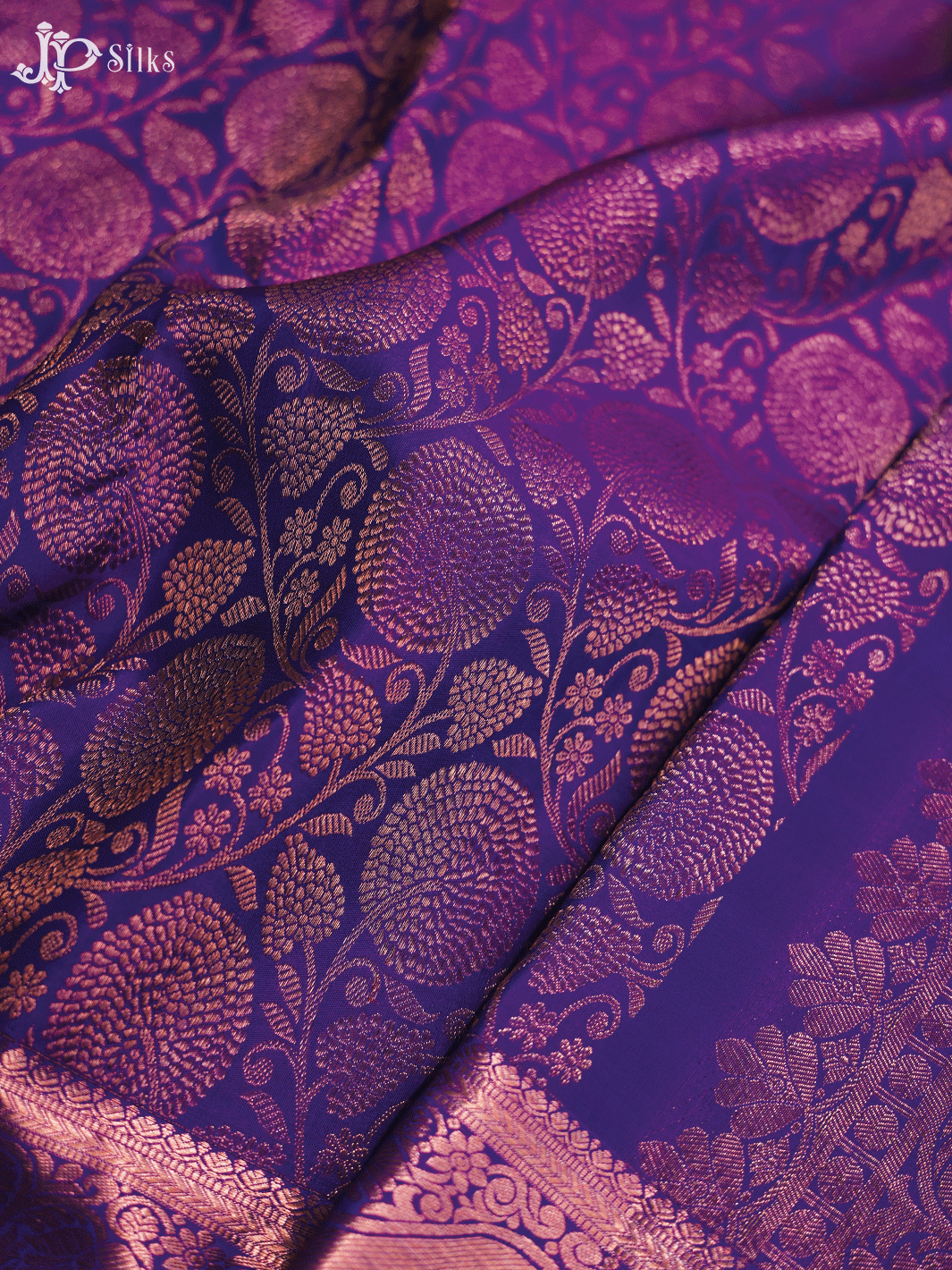 Purple Floral Design Kanchipuram Silk Saree - D6742 - View 5