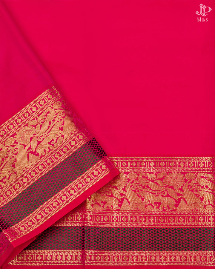 Olive Green and Red Kanchipuram Silk Saree - D9800 - View 3