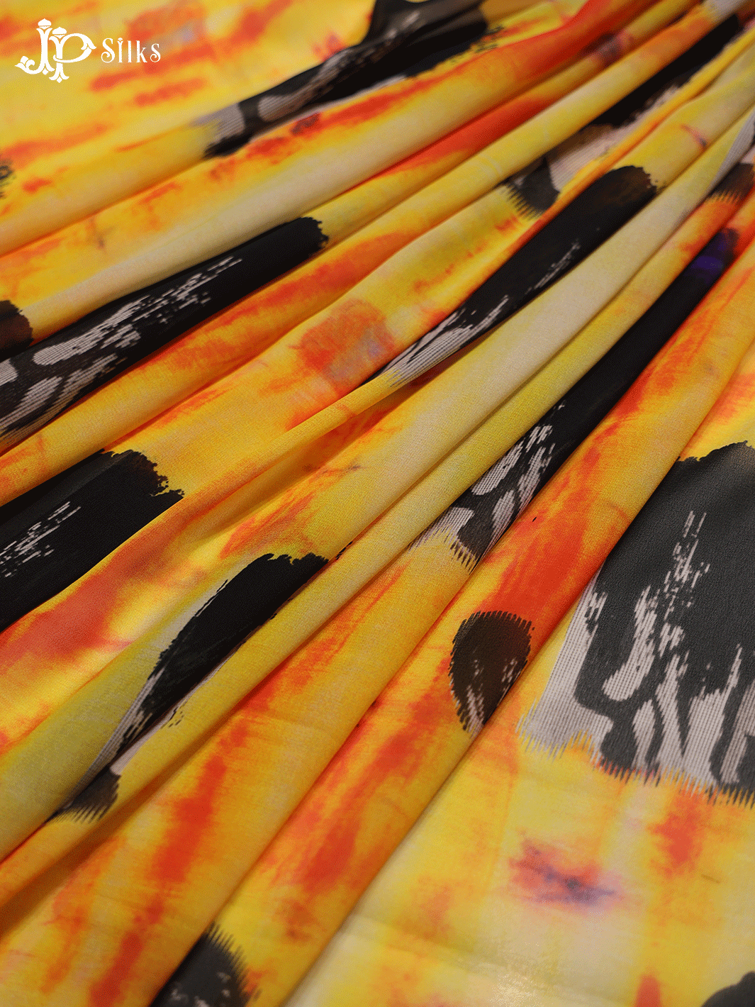 Multi Color Tie and Dye Digital Printed Chiffon Fabric- C3126 - View 4