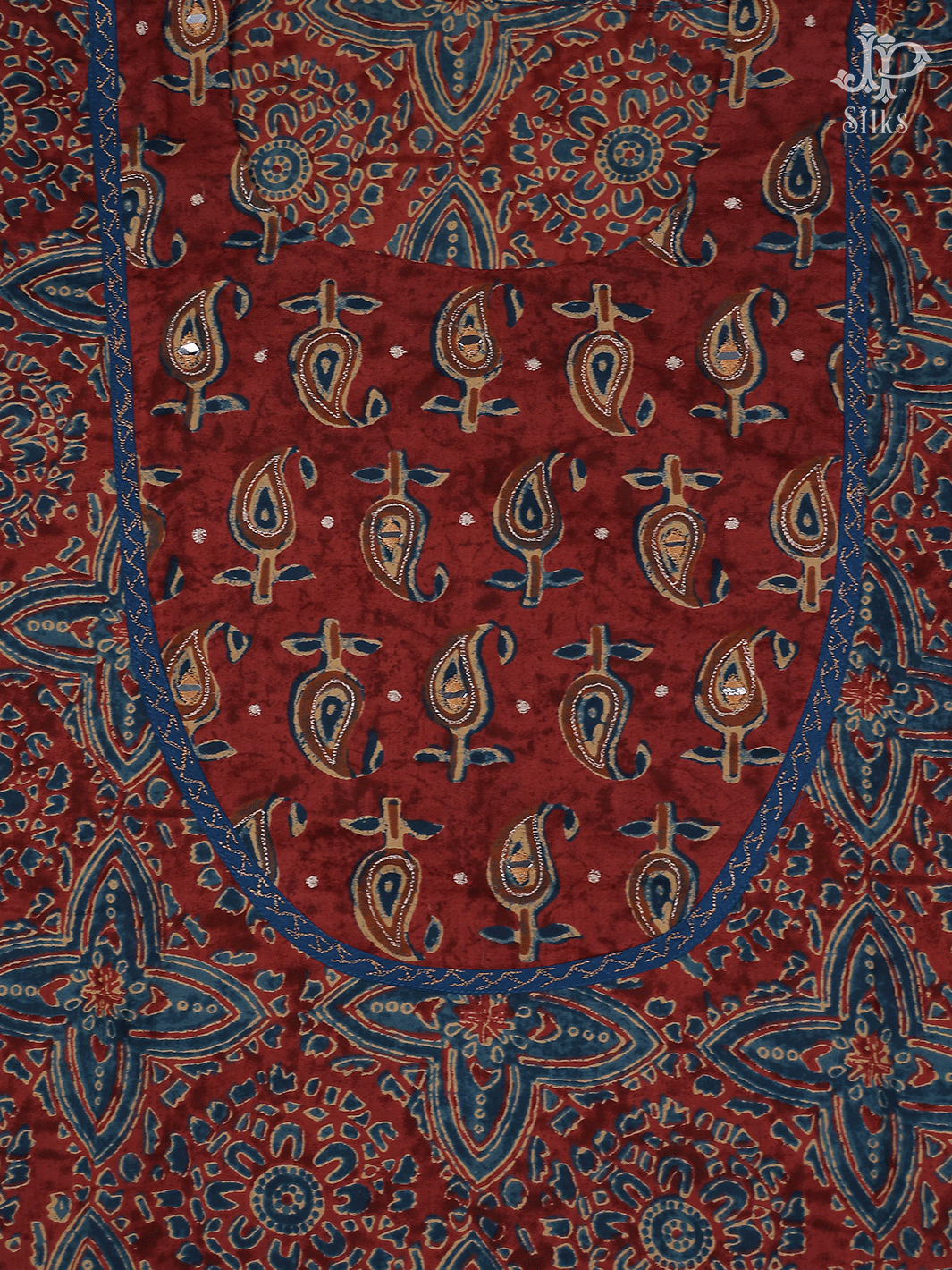 Maroon Ajrakh Cotton Chudidhar Material - E6167 - View 1