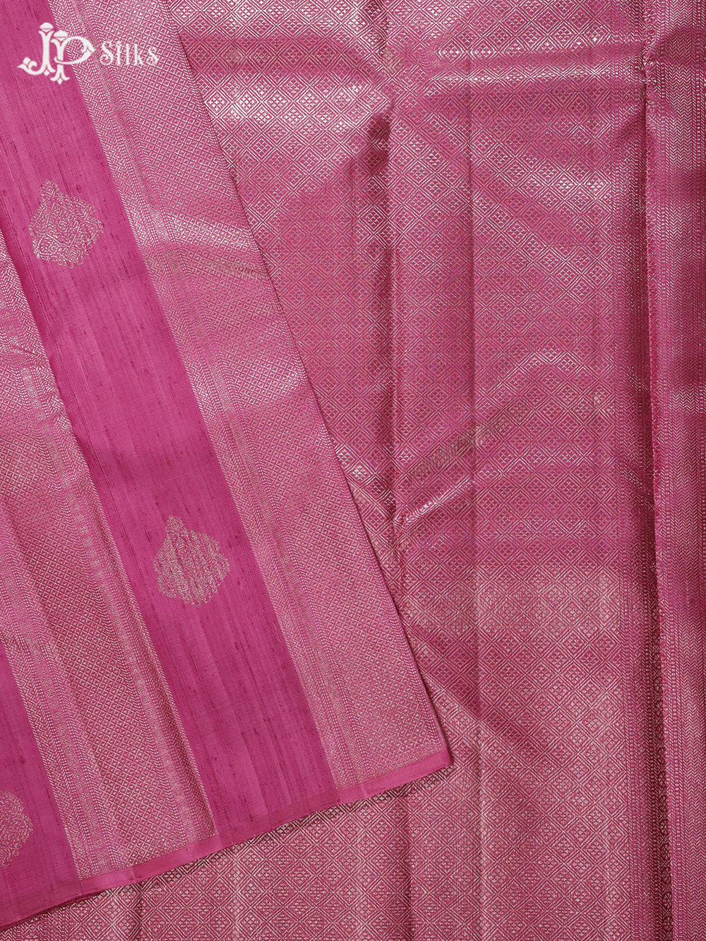 Pink Silver Zari Kanchipuram Silk Saree - E5214 - View 1