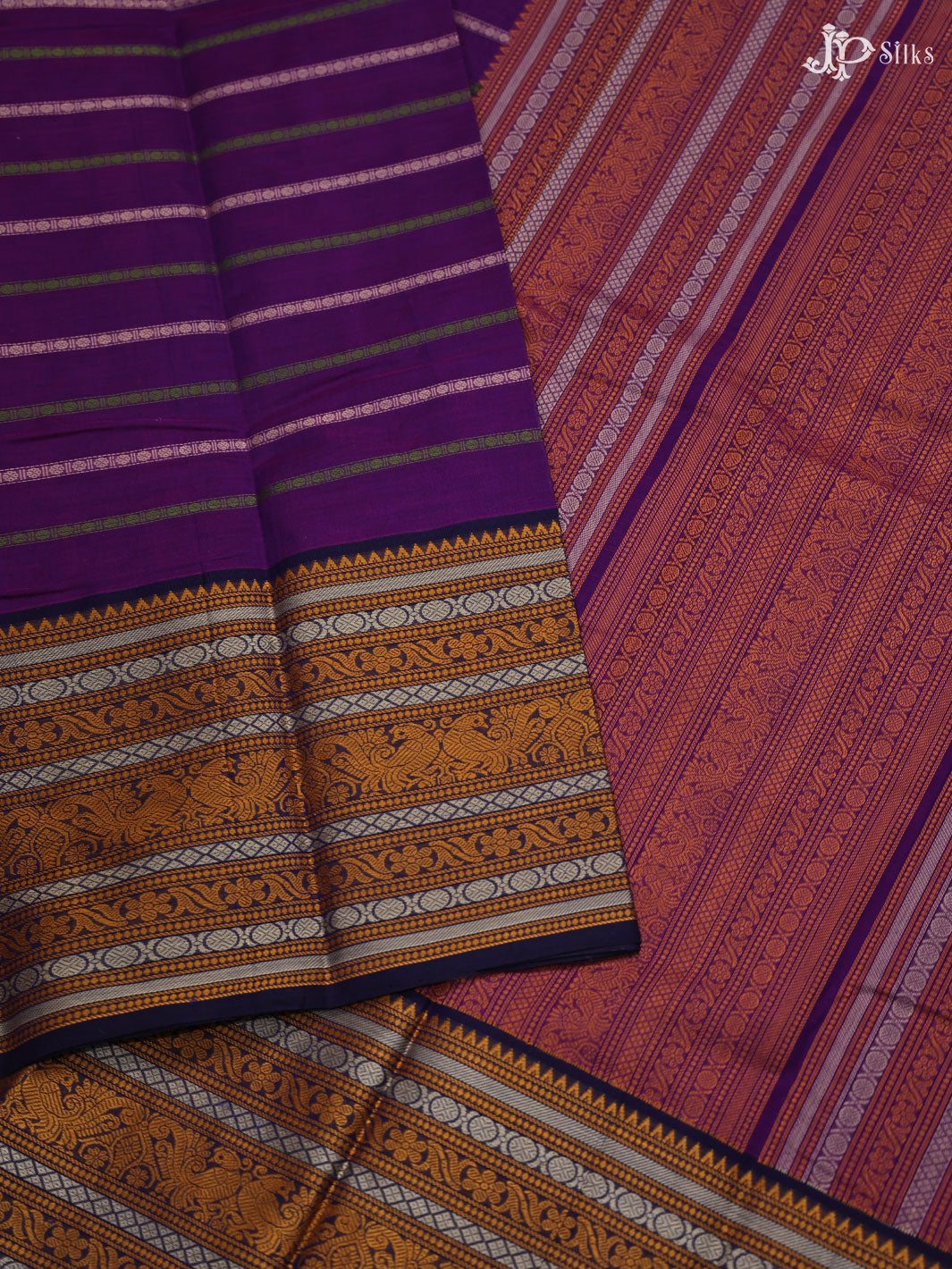 Purple Pure Kanchi Cotton Saree - D9765 - View 3