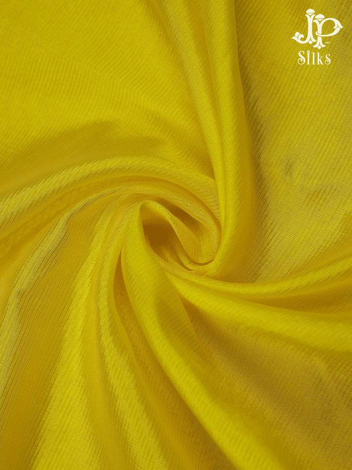 Yellow and White Raw Silk Chudidhar Material - D9099 - View 3