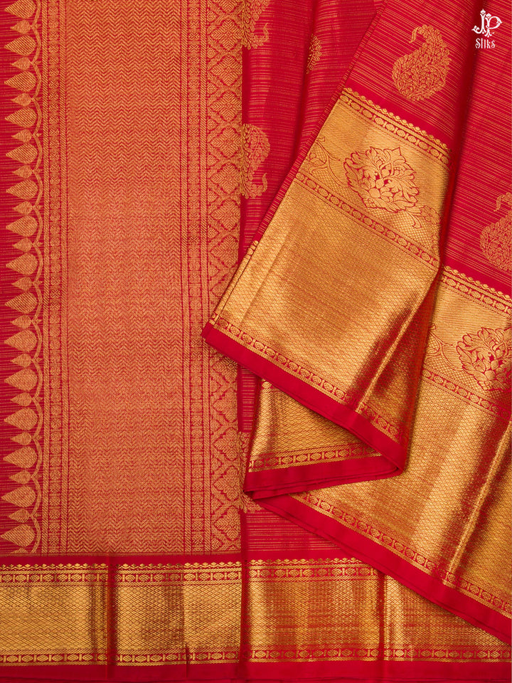 Red Kanchipuram Silk Saree - D6756 - View 5