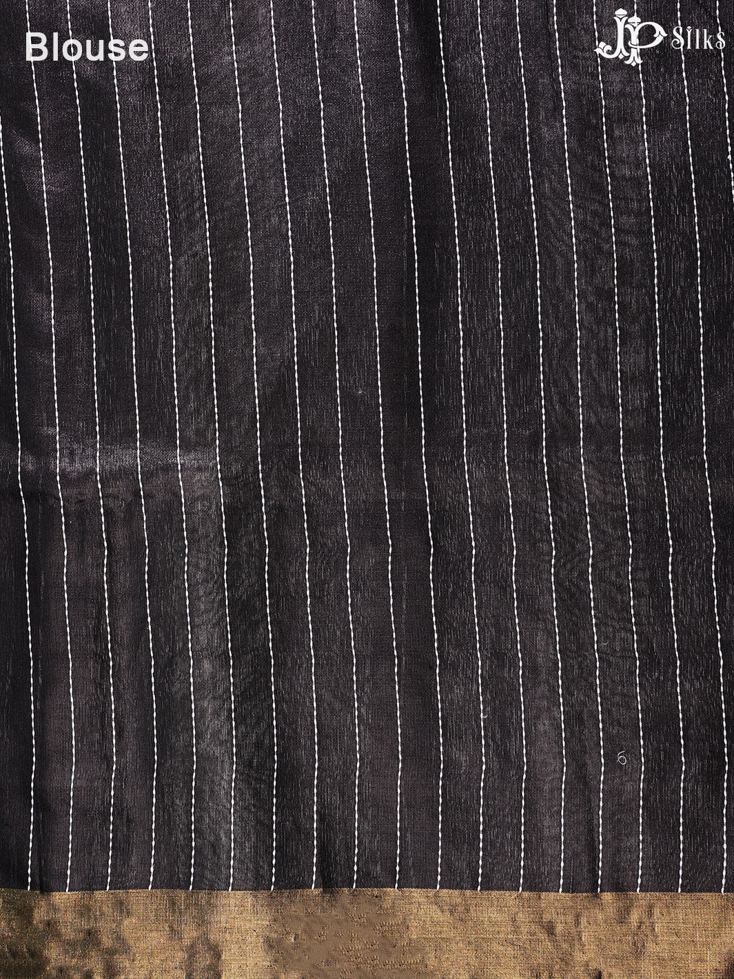 Black and White Tussar Silk Saree - E38 - View 4