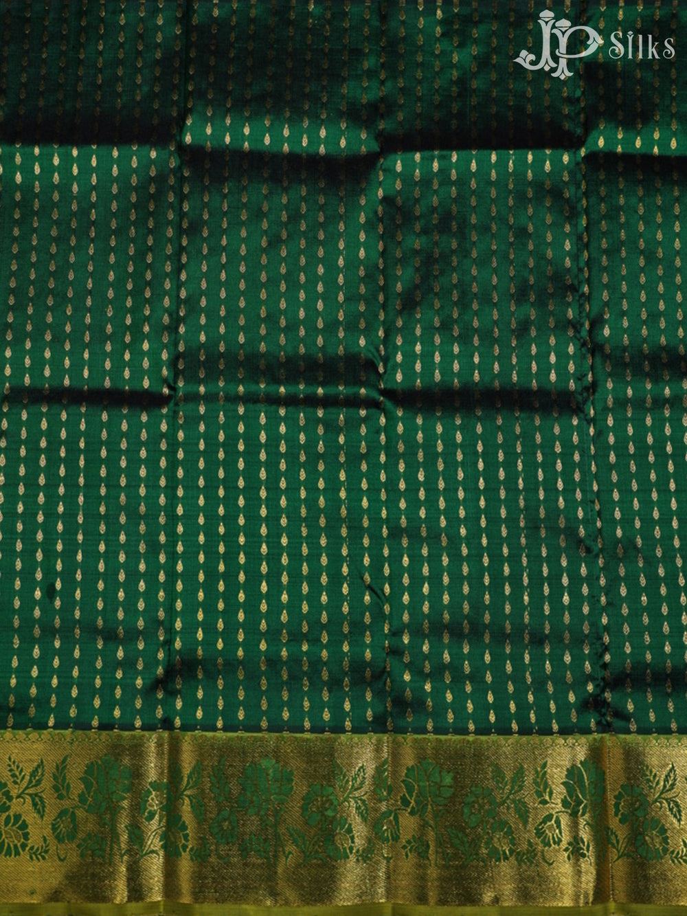 Bottle Green with Light Green Pattu Pavadai - D5929 - View 1