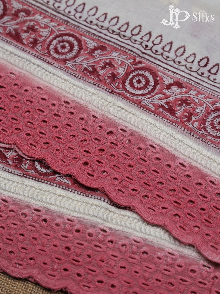 White and Punch Pink Chudidhar Material - F27 - View 7