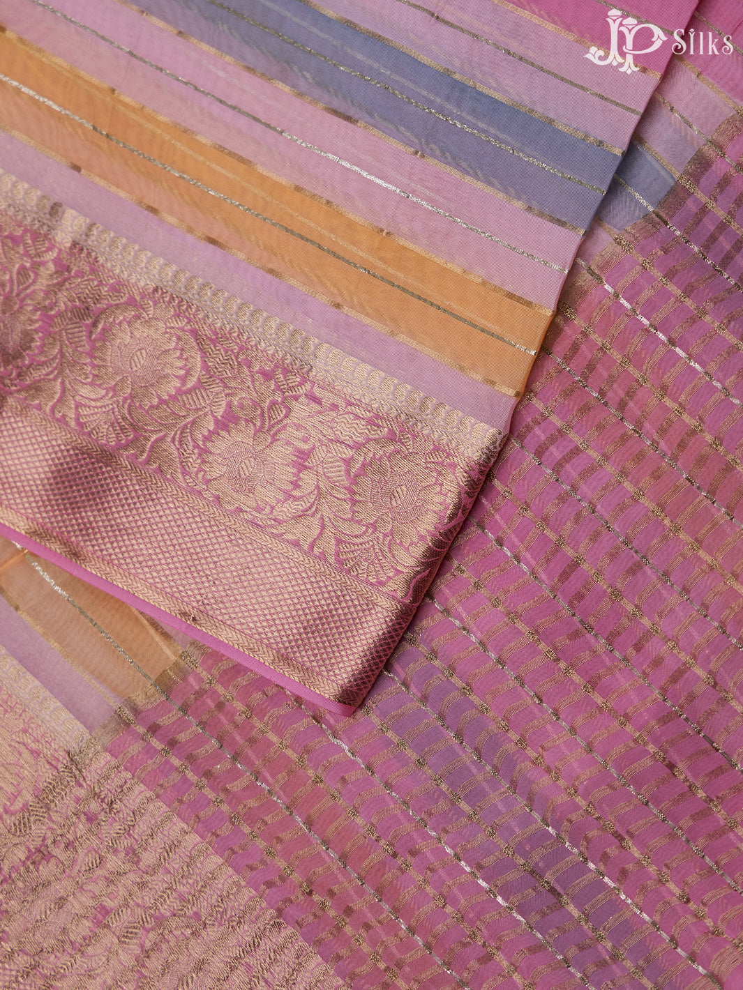 Light Pink And Baby Pink Semi Banarasi Saree - F2900 - View 4