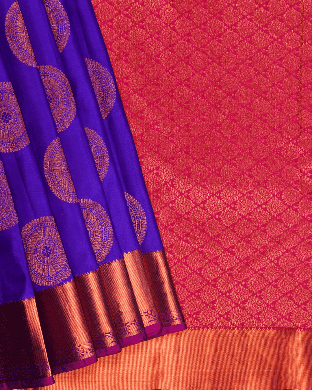 Violet and Pink Kanchipuram Silk Saree - D4754 - View 2