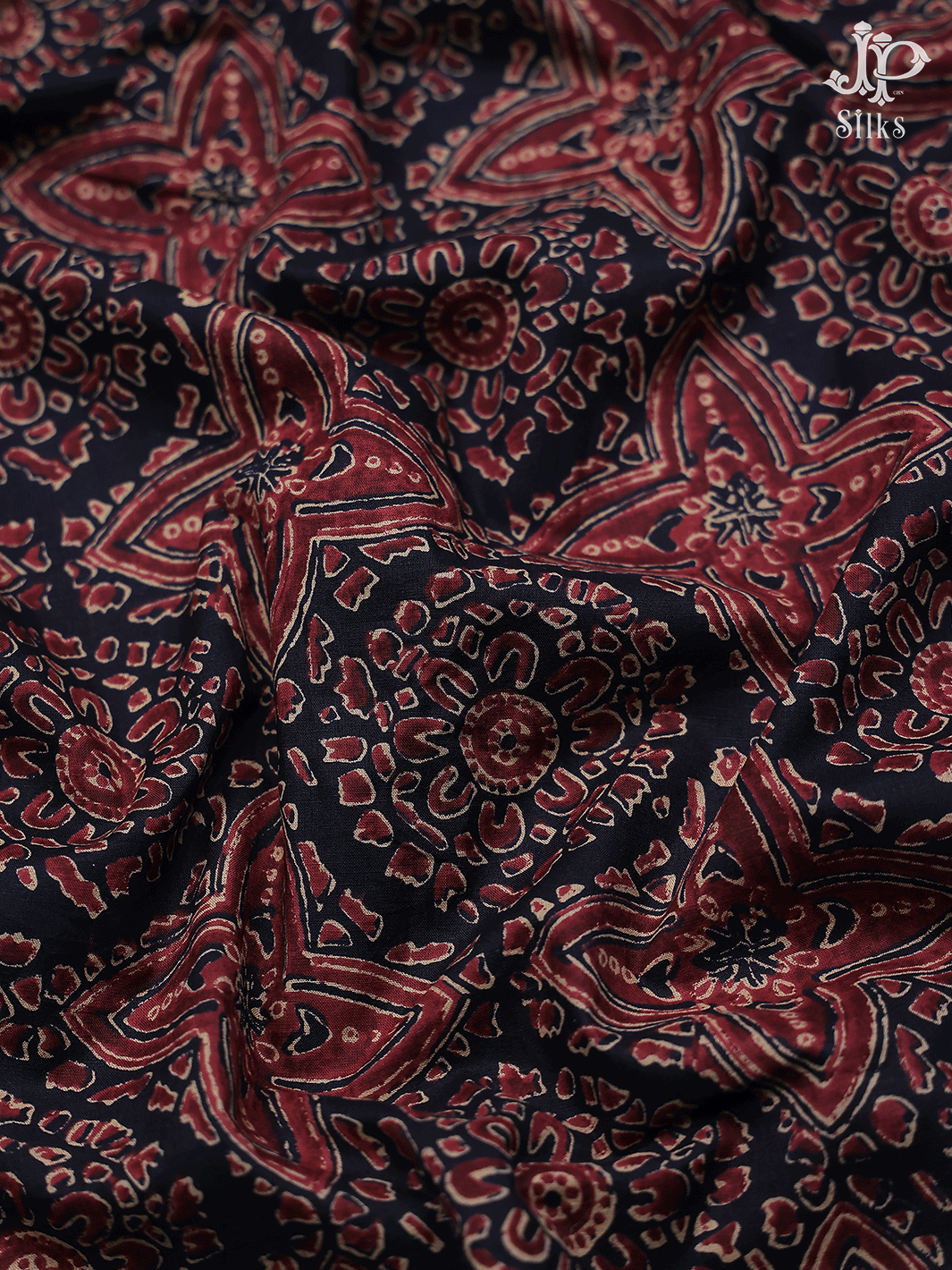 Maroon and Black Ajrakh Cotton Chudidhar Material - E6168 - View 5