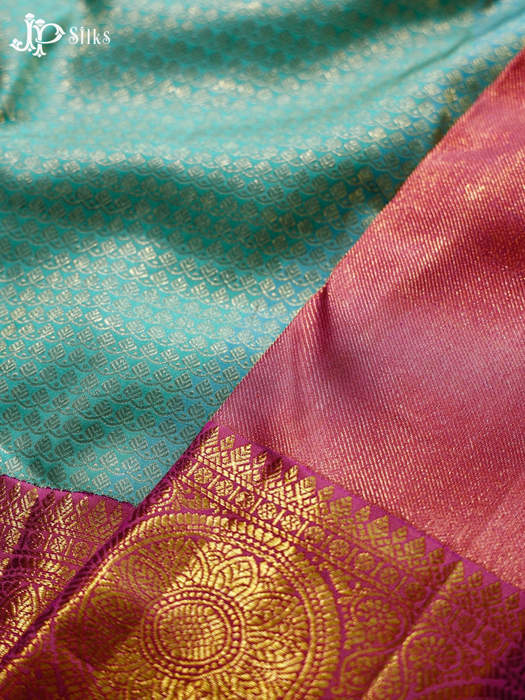 Sea Blue And Pink Kanchipuram Silk Saree - A576