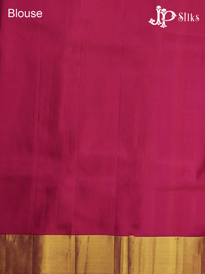 Pinkish Orange with Dark Pink Kanchipuram Silk Saree - A6121 - View 7