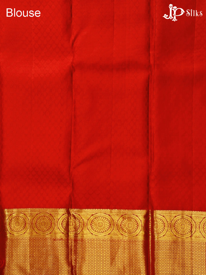 Parrot Green And Red Kanchipuram Silk Saree - A7047