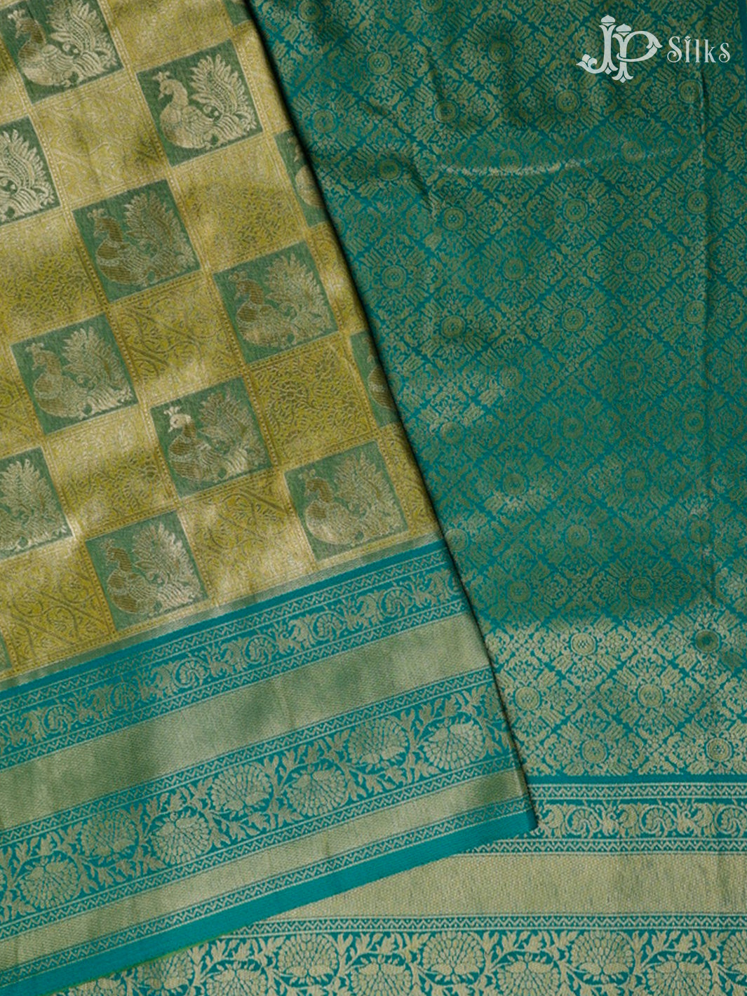 Green And Yellow Art Silk Saree - F2863