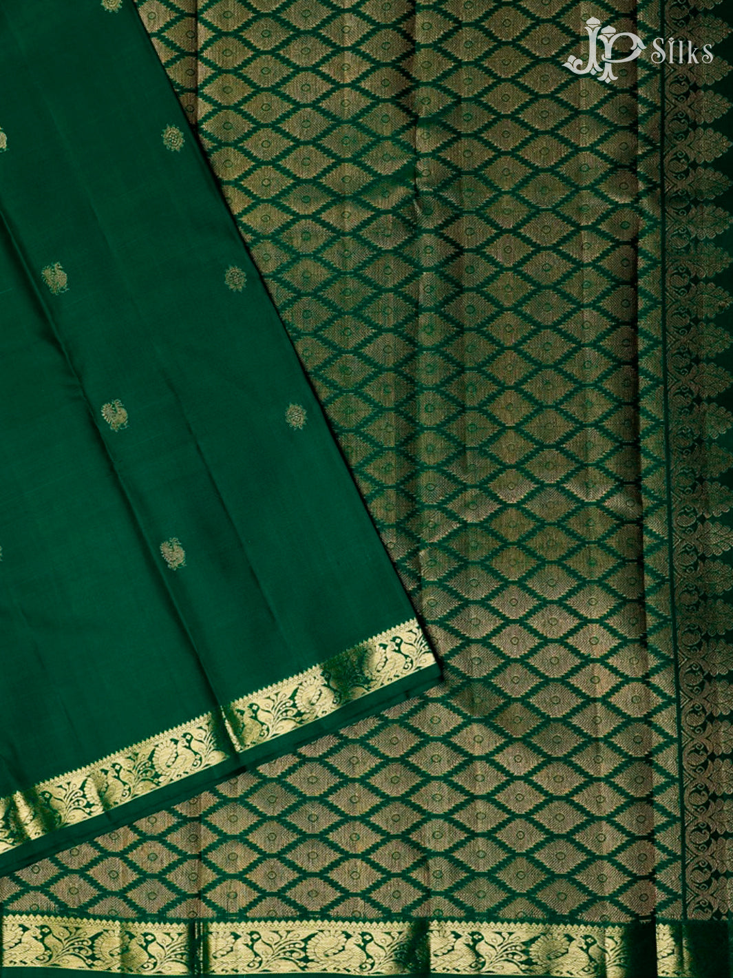 Bottle Green Kanchipuram Silk Saree - F3383