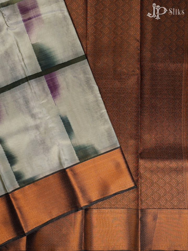 Grey Beige and Elephant Grey Art Silk Saree - F2921