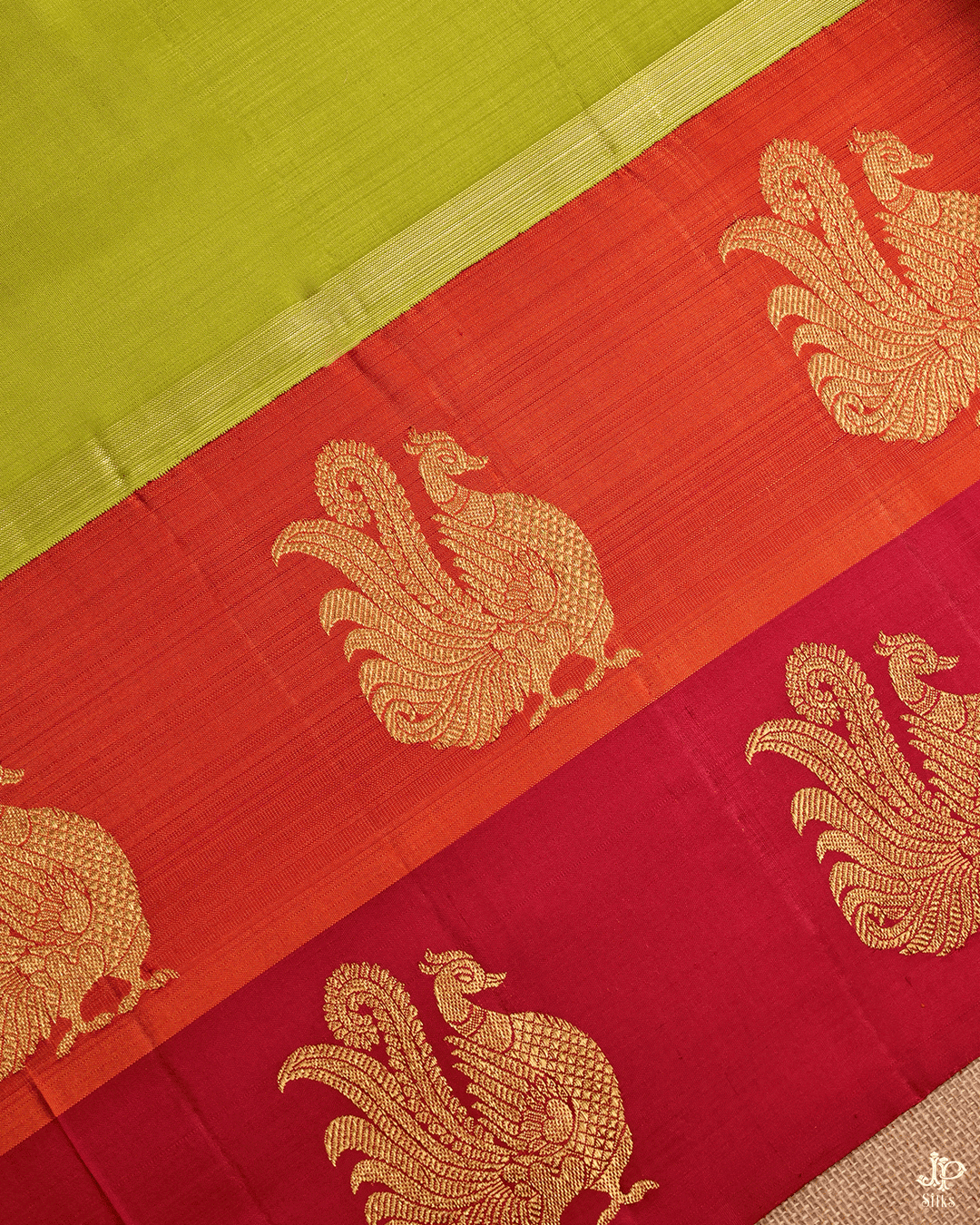 Green, Orange and Red Kanchipuram Silk Saree - A3168 - View 7