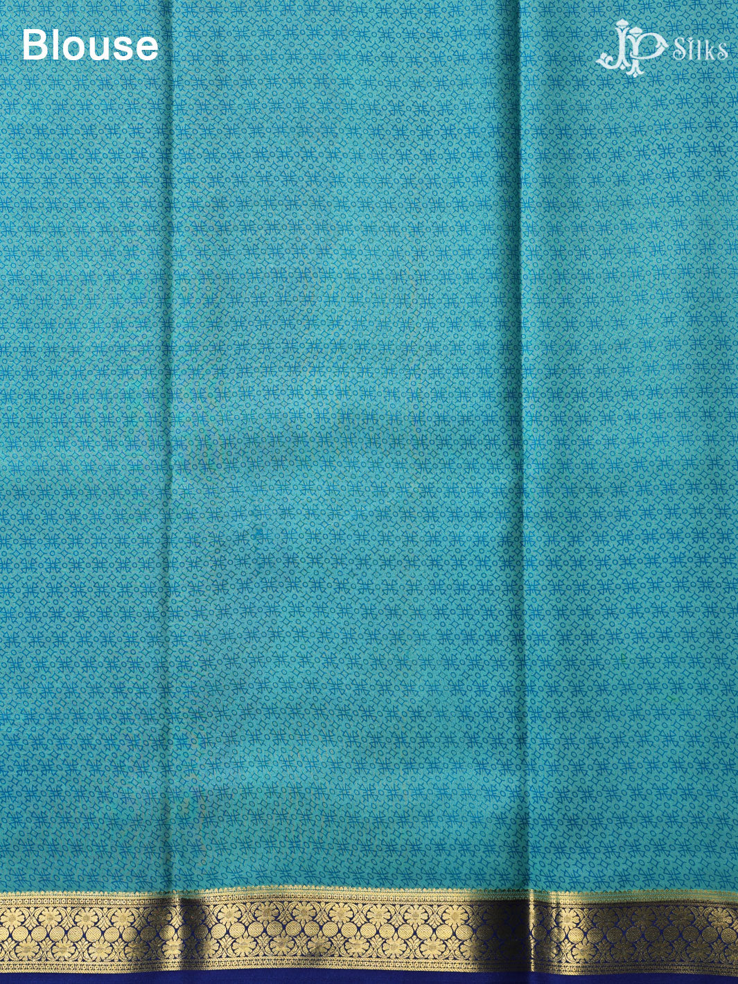 Blue Crepe Raw Silk Saree- E879 - View 2