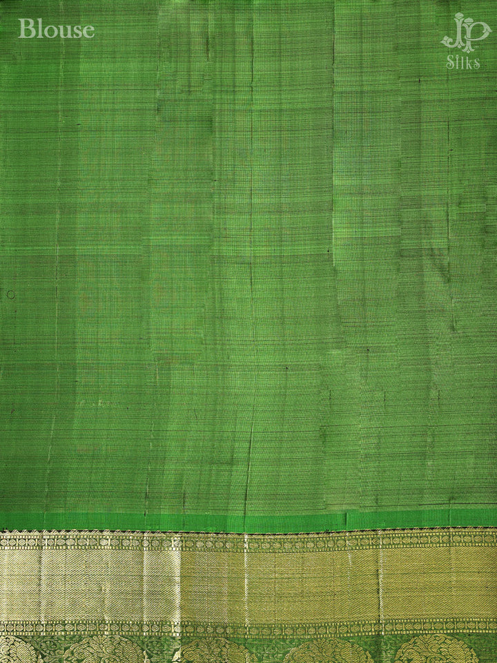 Ink Blue and Green Kanchipuram Silk Saree - D1845 - View 5