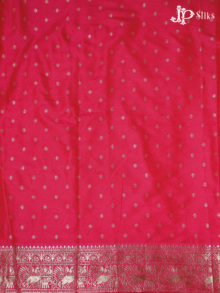 Grey and Hot Pink Semi banaras with Digital Prints Fancy Sarees - E4002 - View 2