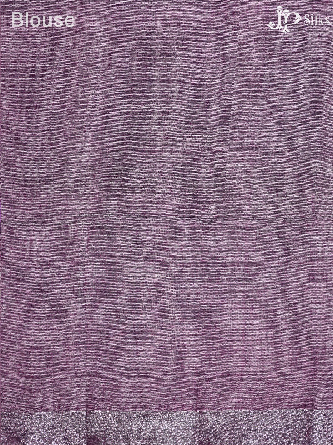 White and Purple Linen Fancy Saree - E4557 - View 2
