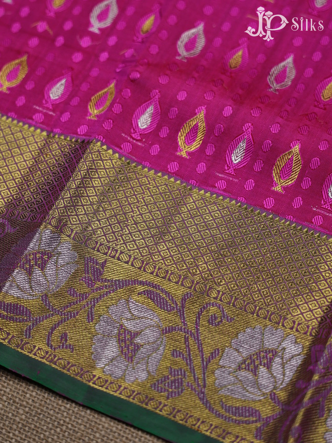 Rani Pink and Green Pattu Pavadai - A2346 - View 3