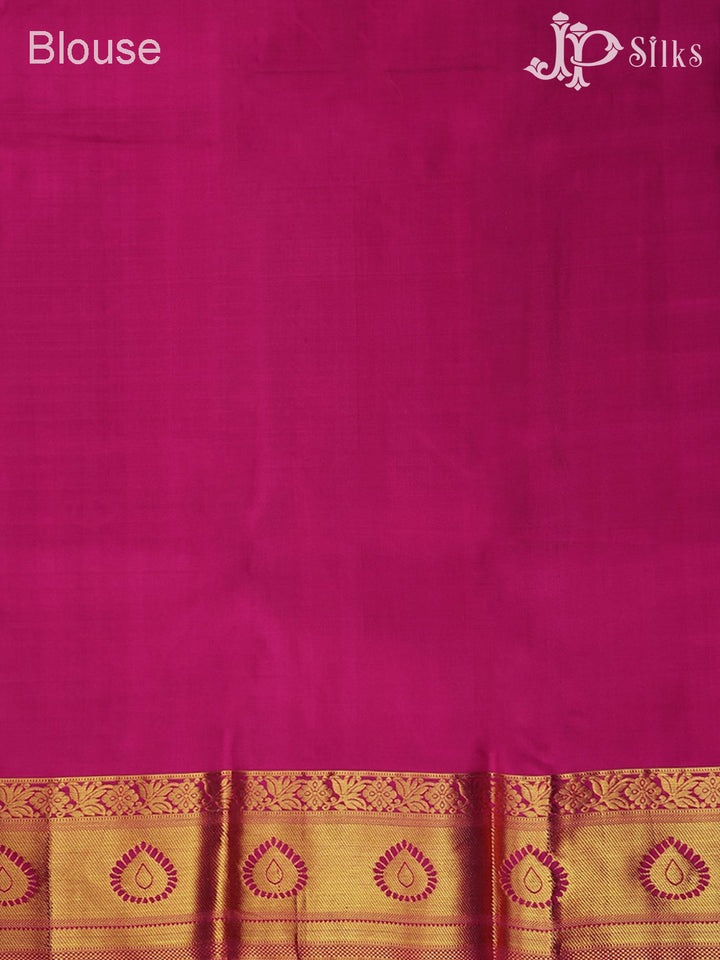 Navy Blue with Pink Kanchipuram Silk Saree - E242 - View 7