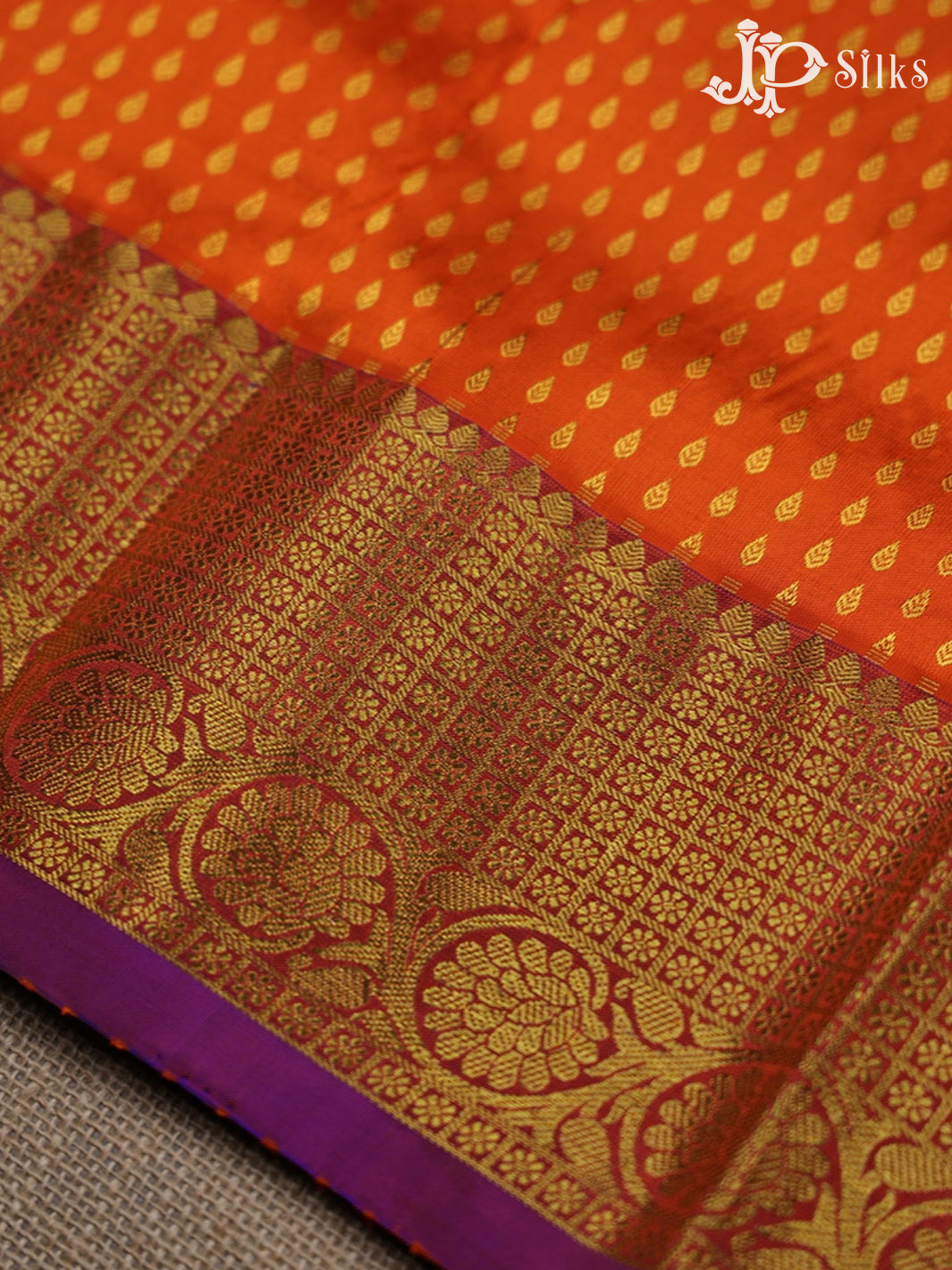 Orange and Blue Pattu Pavadai - D5934 - View 3