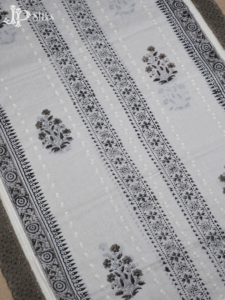 White and Light Grey Chudidhar Material - F26 - View 6