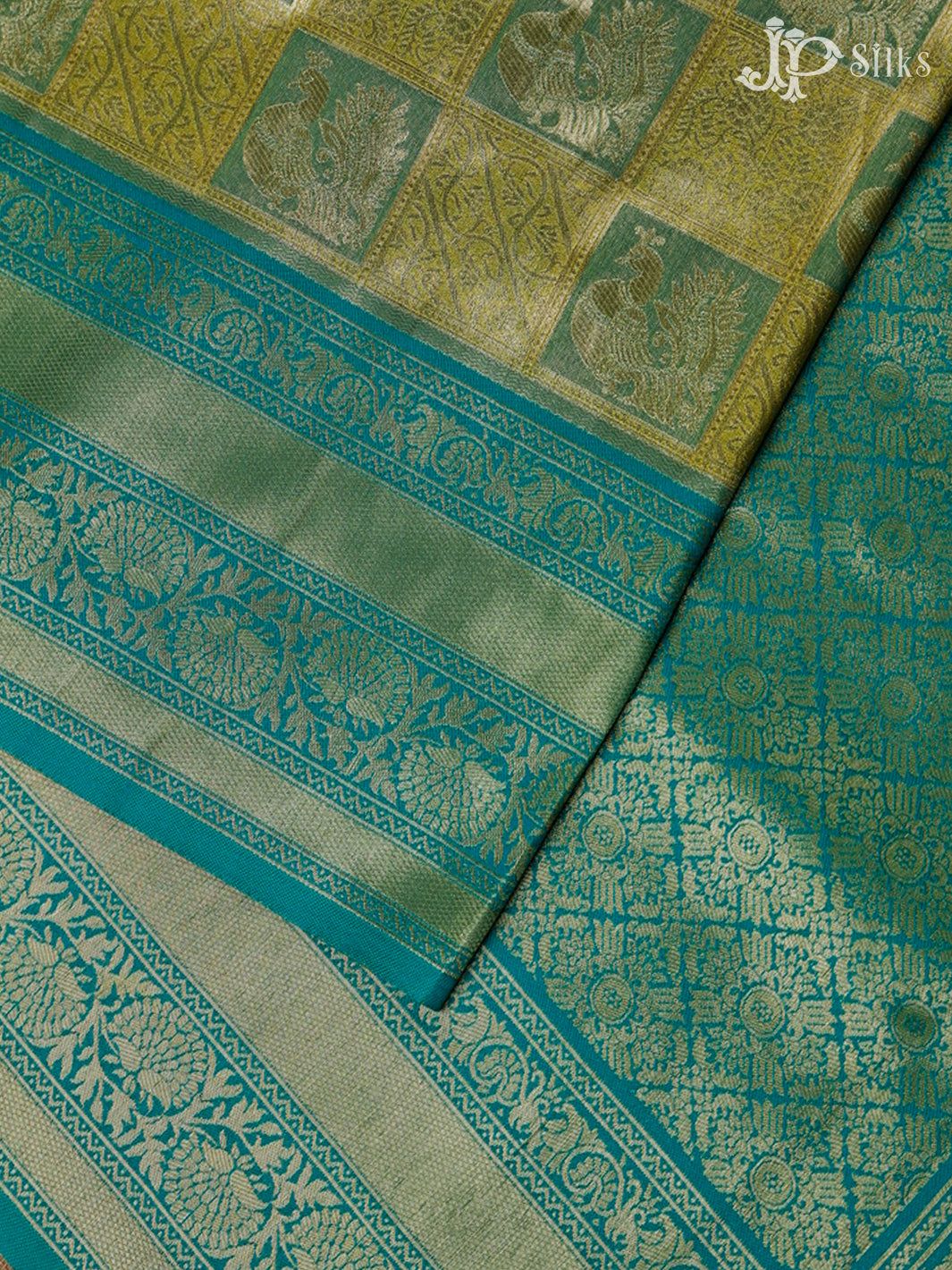 Green And Yellow Art Silk Saree - F2863