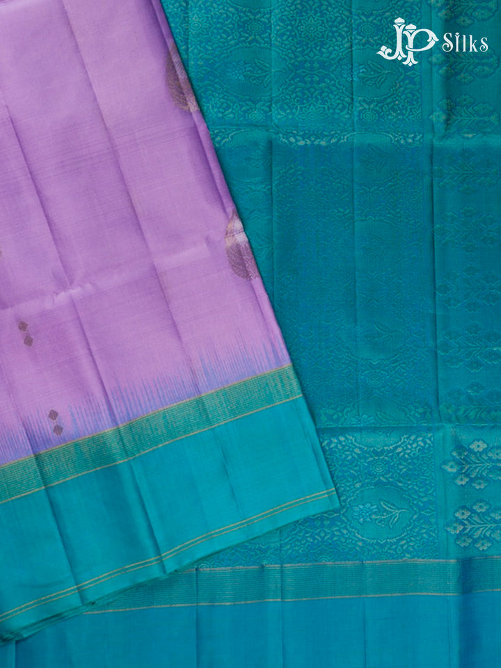 Lavender And Teal Green Soft Silk Saree - F3518