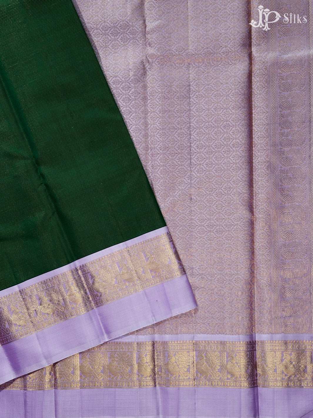 Bottle Green And Lavender Kanchipuram Silk Saree - F3486