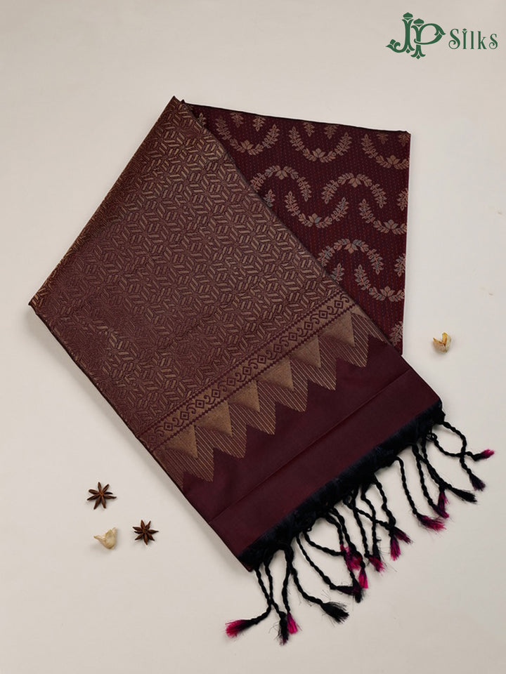 Brown Soft Silk Saree - F3528 - View 1